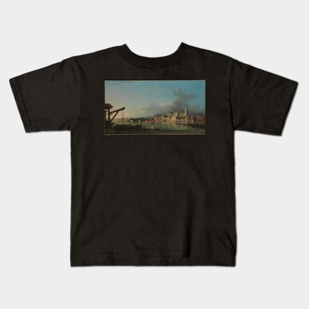 The Building of Westminster Bridge by Samuel Scott Kids T-Shirt by Amanda1775